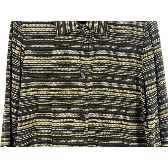 Sag Harbor Striped Jacket 10 Black Western Boho Artsy Textured Workwear Hippie - Picture 9 of 14